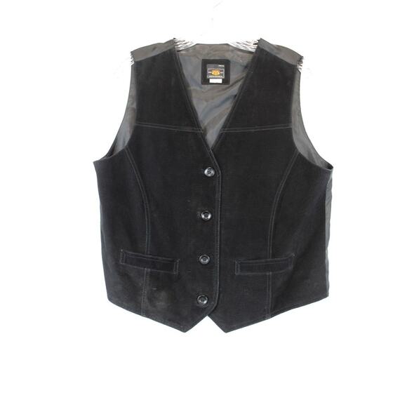Route 66 Leather Vest Women Large Black Suede Biker Western Wear Front Pockets - Picture 8 of 15